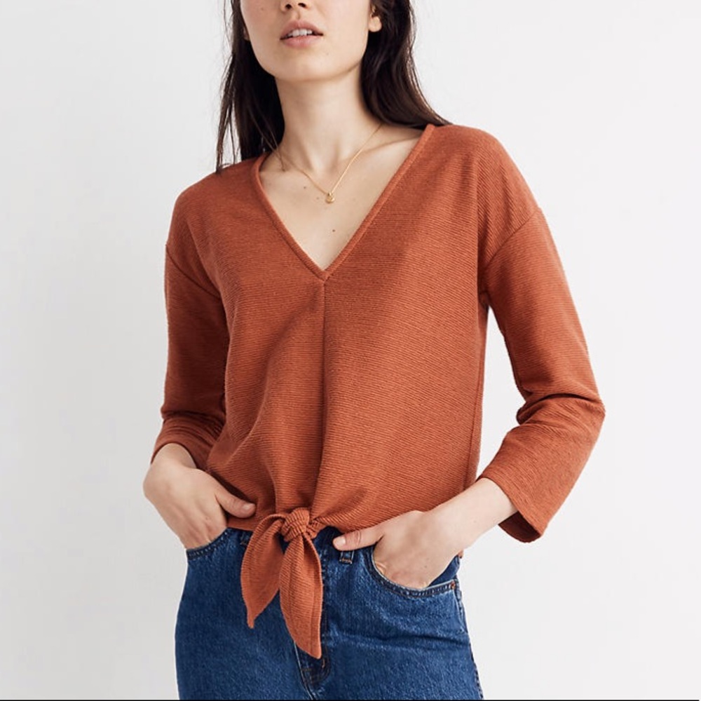 🌸Madewell Texture & Thread Tie-Front Top